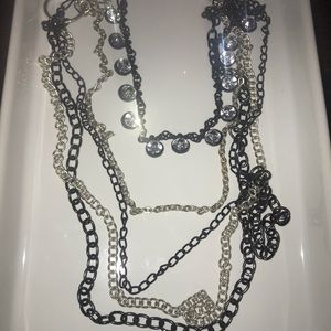 Silver and Black Layer Necklace
